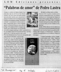 "Palabras de amor" de Pedro Lastra  [artículo]