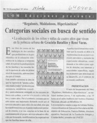 "Regalones, maldadosos, hiperkinéticos" categorías sociales en busca de sentido  [artículo]
