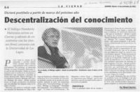 Descentralización del conocimiento  [artículo] Misael Sánchez