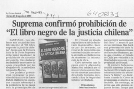 Suprema confirmó prohibición de "El libro negro de la justicia chilena"  [artículo] Marino Muñoz Lagos