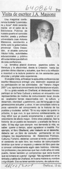 Visita de escritor J. A. Massone  [artículo]
