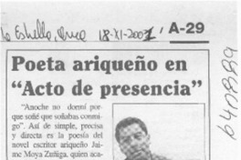 Poeta ariqueño en "Acto de presencia"  [artículo]