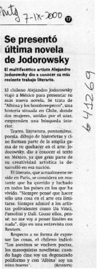 Se presentó última novela de Jodorowsky  [artículo]