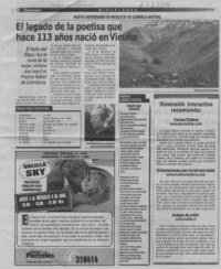 El legado de la poetisa que hace 113 años nació en Vicuña  [artículo] Isabel Orrego