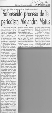 Sobreseído proceso de la periodista Alejandra Matus  [artículo]