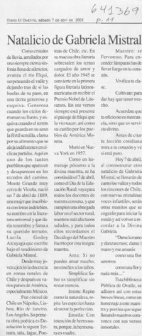 Natalicio de Gabriela Mistral  [artículo]