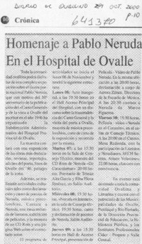 Homenaje a Pablo Neruda en el Hospital de Ovalle  [artículo]