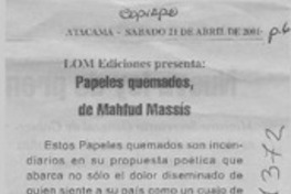 Papeles quemados, de Mahfud Massis