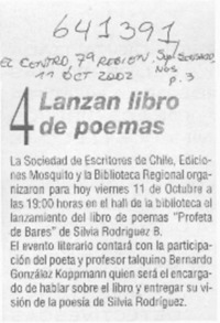 Lanzan libro de poemas  [artículo]