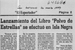Lanzamiento del libro "Polvo de Estrellas" se efectuó en Isla Negra  [artículo]