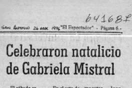 Celebraron natalicio de Gabriela Mistral  [artículo]