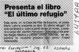Presenta el libro "El último refugio"  [artículo]