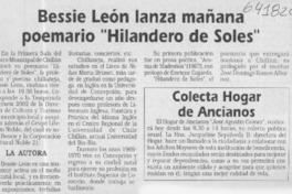 Bessie León lanza mañana poemario "Hilandero de soles"  [artículo]