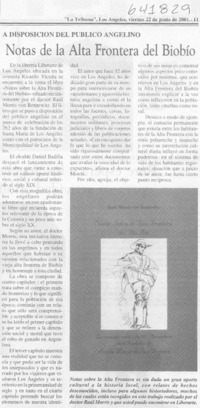 Notas sobre la alta frontera del Bio-Bio