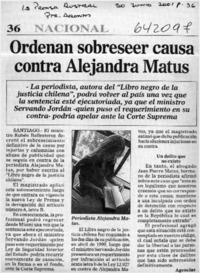 Ordenan sobreseer causa contra Alejandra Matus  [artículo]
