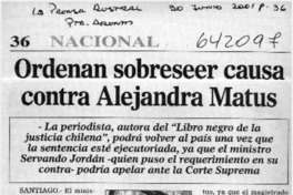 Ordenan sobreseer causa contra Alejandra Matus  [artículo]