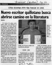 Nuevo escritor quillotano busca abrirse camino en la literatura  [artículo]