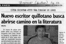Nuevo escritor quillotano busca abrirse camino en la literatura  [artículo]