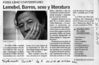 Lemebel, Barros, sexo y literatura  [artículo]