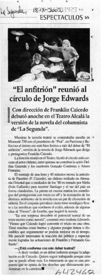 "El anfitrión" reunió al círculo de Jorge Edwards  [artículo]