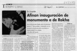 Afinan inauguración de monumento a de Rokha  [artículo] María Elena Millar