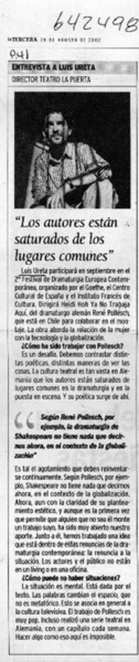 "Los autores están saturados de los lugares comunes"  [artículo]