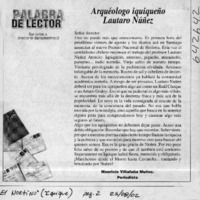 Arqueólogo iquiqueño Lautaro Núñez  [artículo] Mauricio Villafaña Muñoz