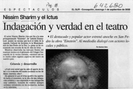 Indagación y verdad en el teatro  [artículo] Gustavo Sáez S.