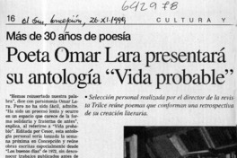 Poeta Omar Lara presentará su antología "Vida probable"  [artículo]