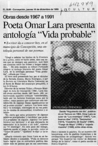 Poeta Omar Lara presenta antología "Vida probable"  [artículo]