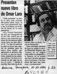 Presentan nuevo libro de Omar Lara  [artículo]