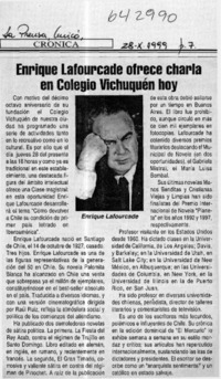 Enrique Lafourcade ofrece charla en Colegio Vichuquén hoy  [artículo]
