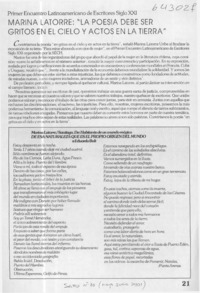 Marina Latorre, "la poesía debe ser gritos en el cielo y actos en la tierra"  [artículo]