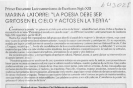 Marina Latorre, "la poesía debe ser gritos en el cielo y actos en la tierra"  [artículo]