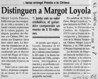 Distinguen a Margot Loyola  [artículo]