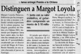 Distinguen a Margot Loyola  [artículo]
