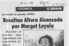 Resaltan altura alcanzada por Margot Loyola  [artículo]
