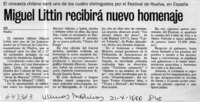 Miguel Littin recibirá nuevo homenaje  [artículo]