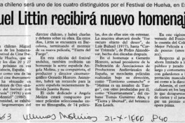Miguel Littin recibirá nuevo homenaje  [artículo]