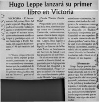 Hugo Leppe lanzará su primer libro en Victoria  [artículo]
