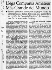 Llega compañía amateur más grande del mundo  [artículo]