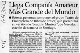 Llega compañía amateur más grande del mundo  [artículo]