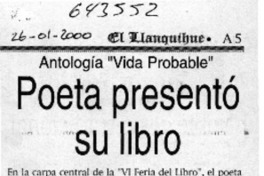 Poeta presentó su libro  [artículo]