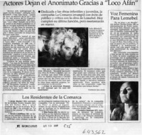 Actores dejan el anonimato gracias a "Loco afán"  [artículo] Verónica San Juan