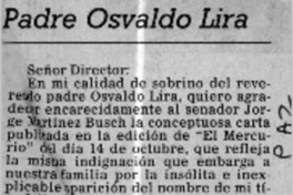Padre Osvaldo Lira  [artículo] José Luis Lira Ricciardi