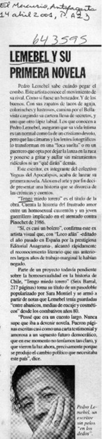 Lemebel y su primera novela  [artículo]
