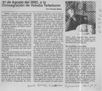 31 de agosto del 2002, o la Consagración de Volodia Teitelboim  [artículo] Pamela Mella