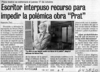 Escritor interpuso recurso para impedir la polémica obra "Prat"  [artículo] Alejandra Toro