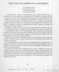 Cira Léniz Villarroel en el recuerdo  [artículo]