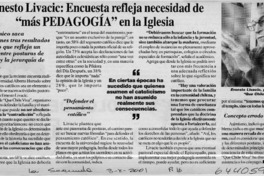 Ernesto Livacic, encuesta refleja necesidad de "más pedagogía" en la iglesia  [artículo]